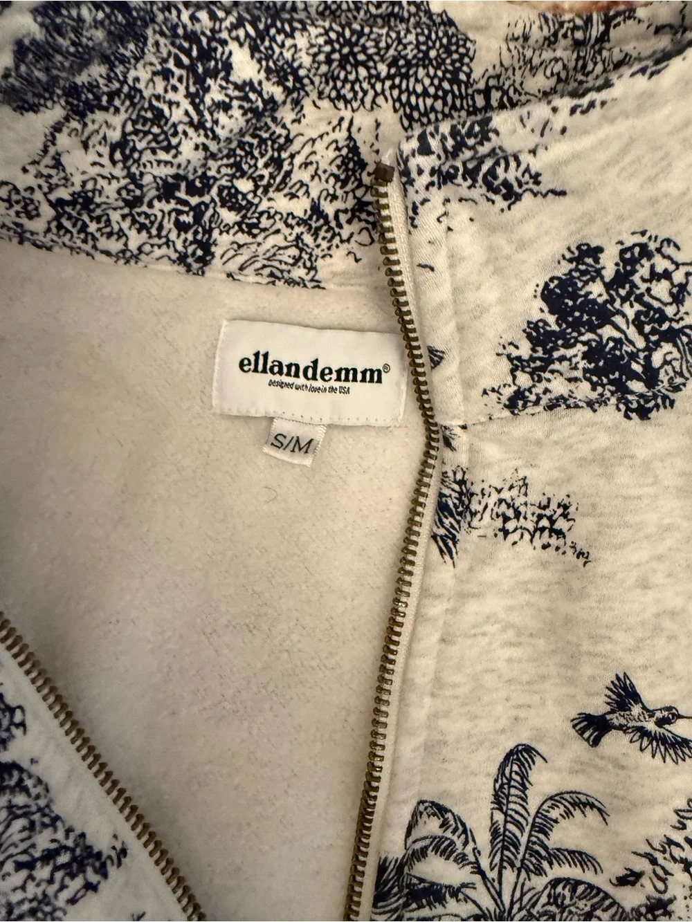 EllandEmm J'adore Half-Zip Fleece Pullover and Shorts Set- Navy/White - Picture 3 of 6
